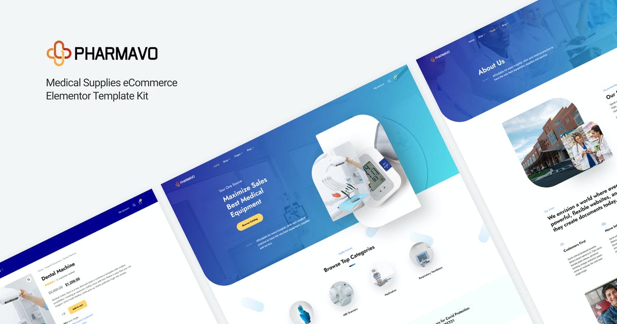 Pharmavo | Medical Supplies eCommerce Elementor Template Kit