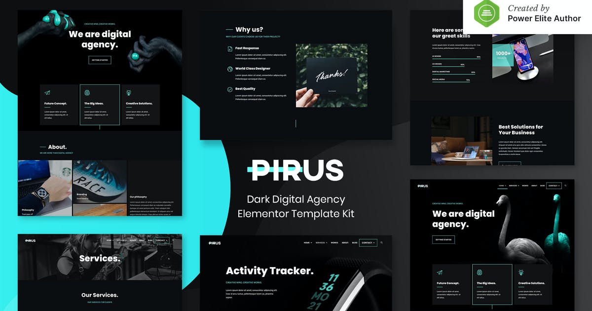 PIRUS – Dark Digital Agency Elementor Template Kit
