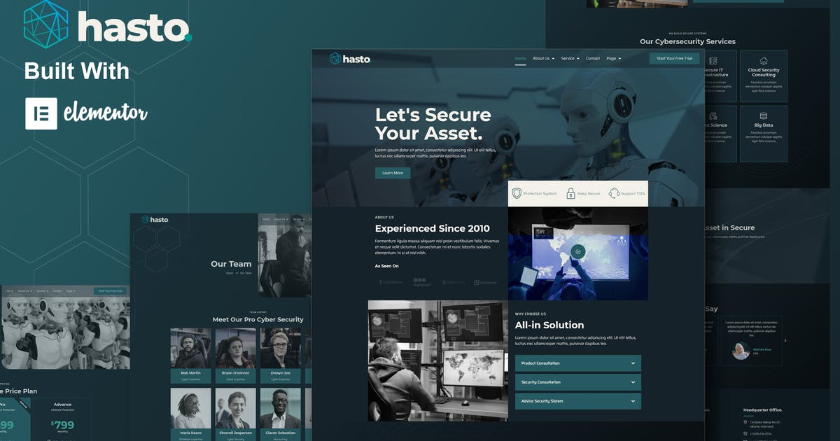 Hasto – Cyber Tech Security Service Elementor Template Kit