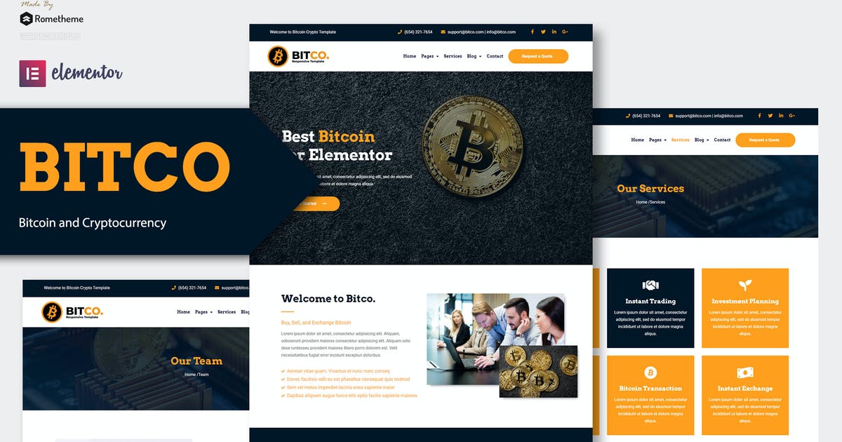 Bitco – Bitcoin & Cryptocurrency Elementor Template Kit