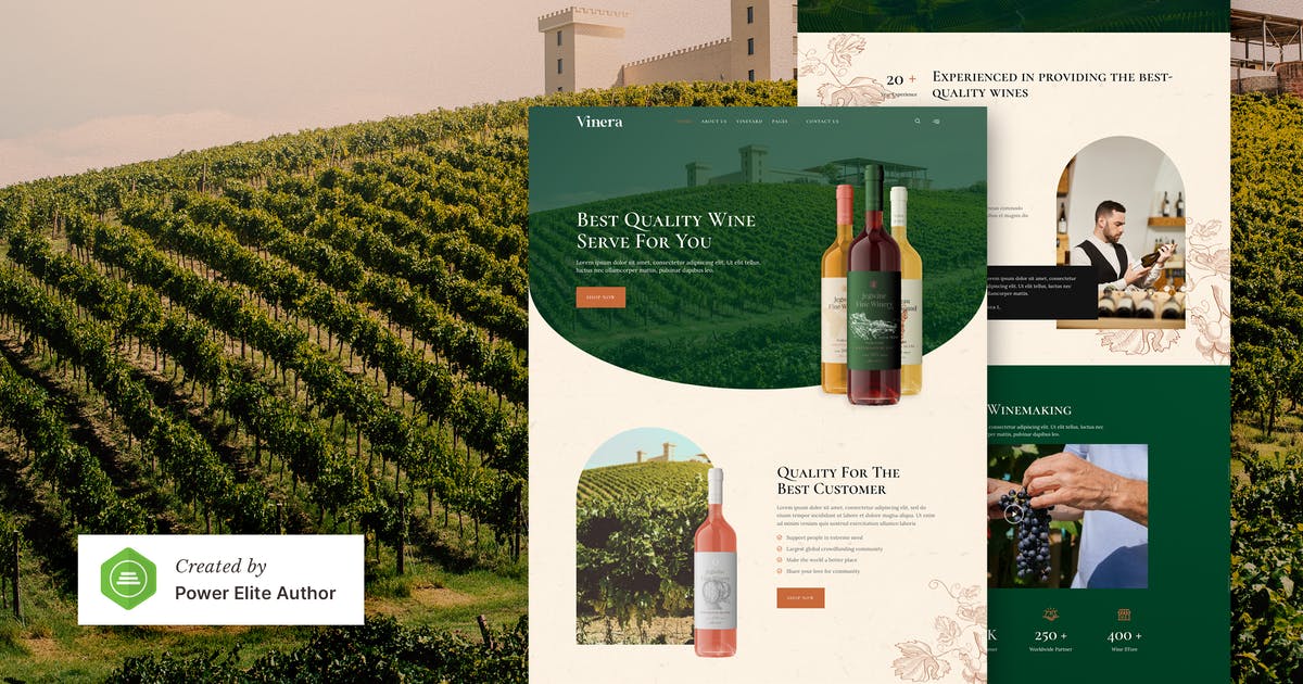 Vinera – Wine & Vineyard Elementor Template Kit