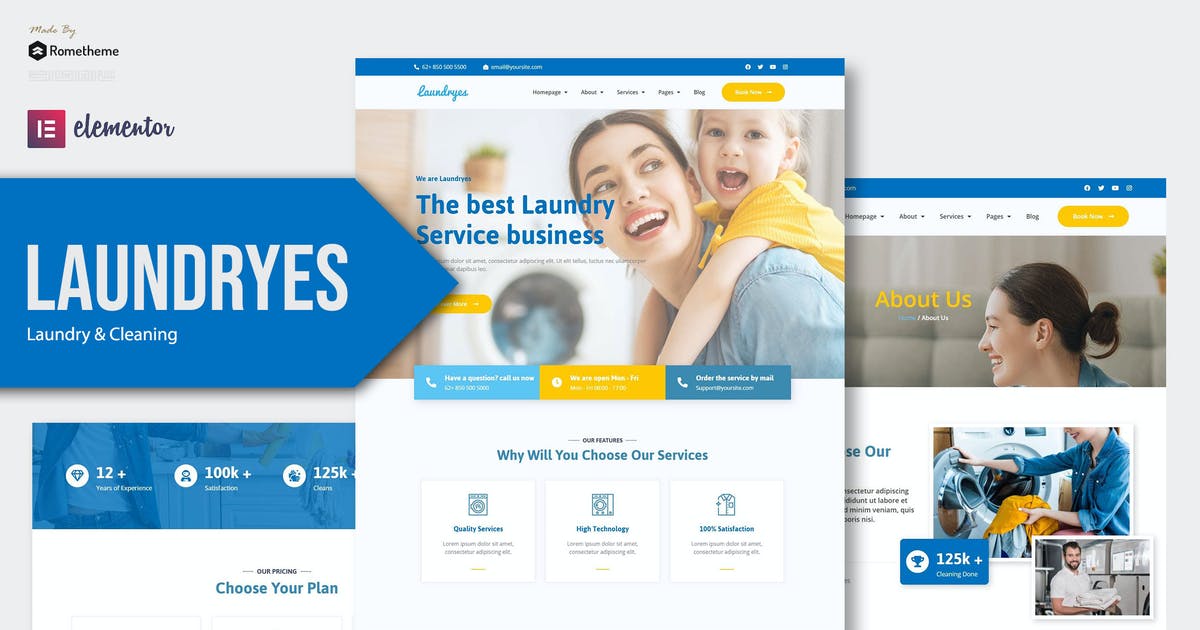 Laundryes – Laundry & Cleaning Elementor Template Kit