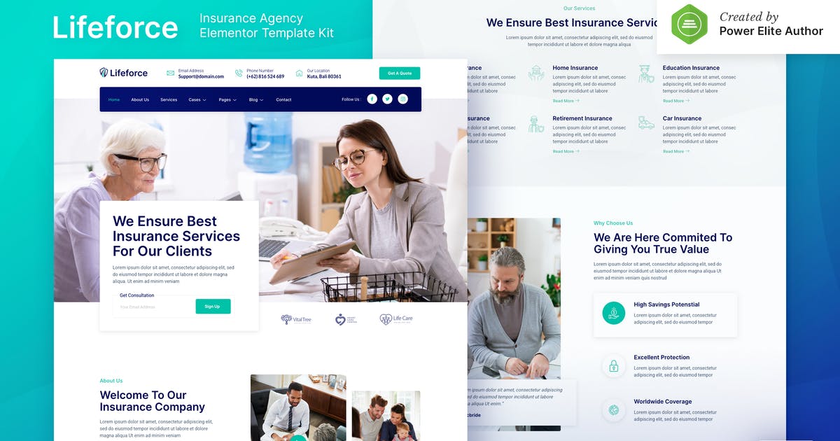 Lifeforce – Insurance Agency Elementor Template Kit