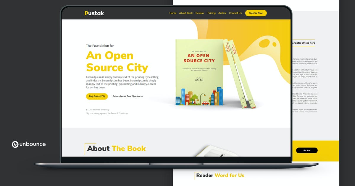 Pustak — eBook Unbounce Landing Page Template