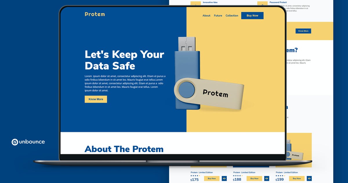Protem — Unbounce Product Landing Page Template
