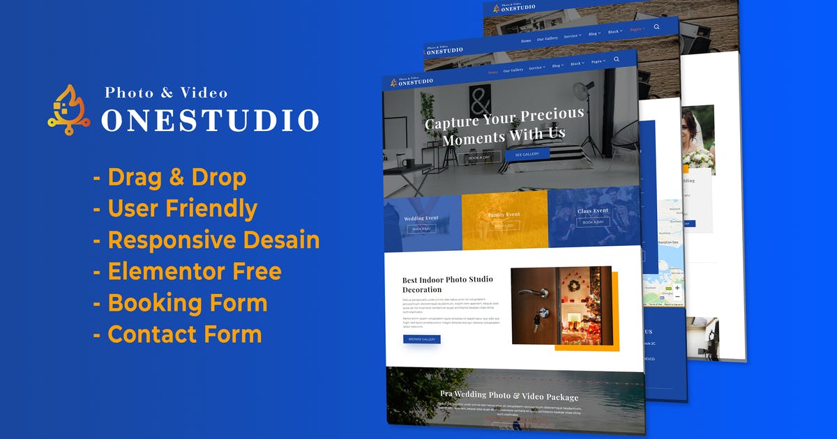 Onestudio – Photographer Agency Service Elementor Template Kit