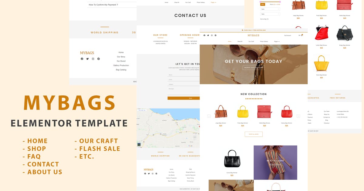 Mybags – Modern Commerce Elementor Template Kit