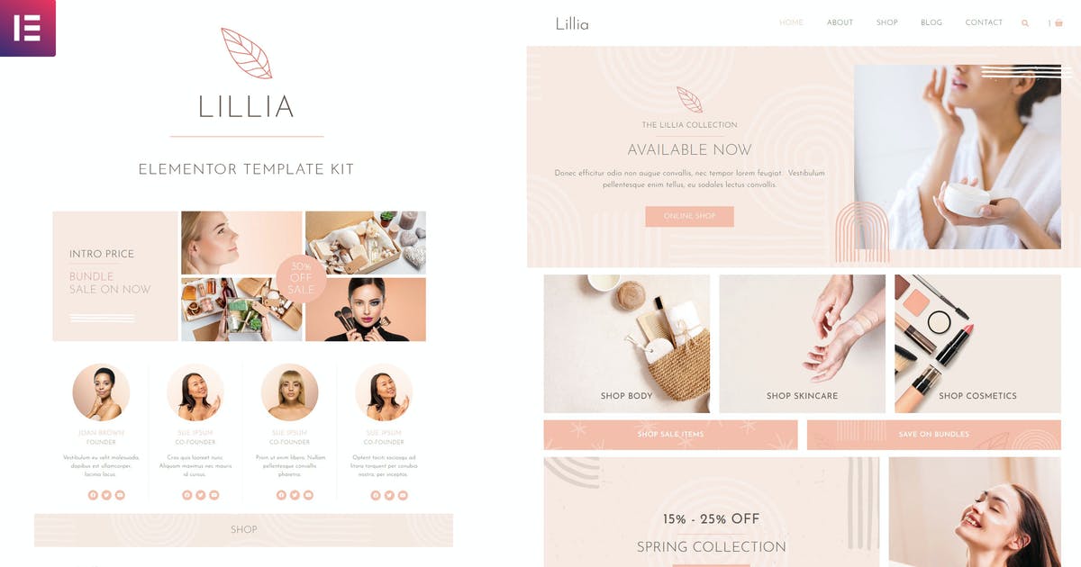 Lillia – Beauty & Skincare Elementor Template Kit