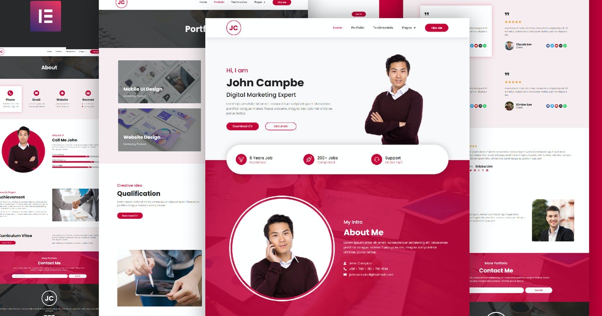 JC – CV Resume Elementor Template Kit