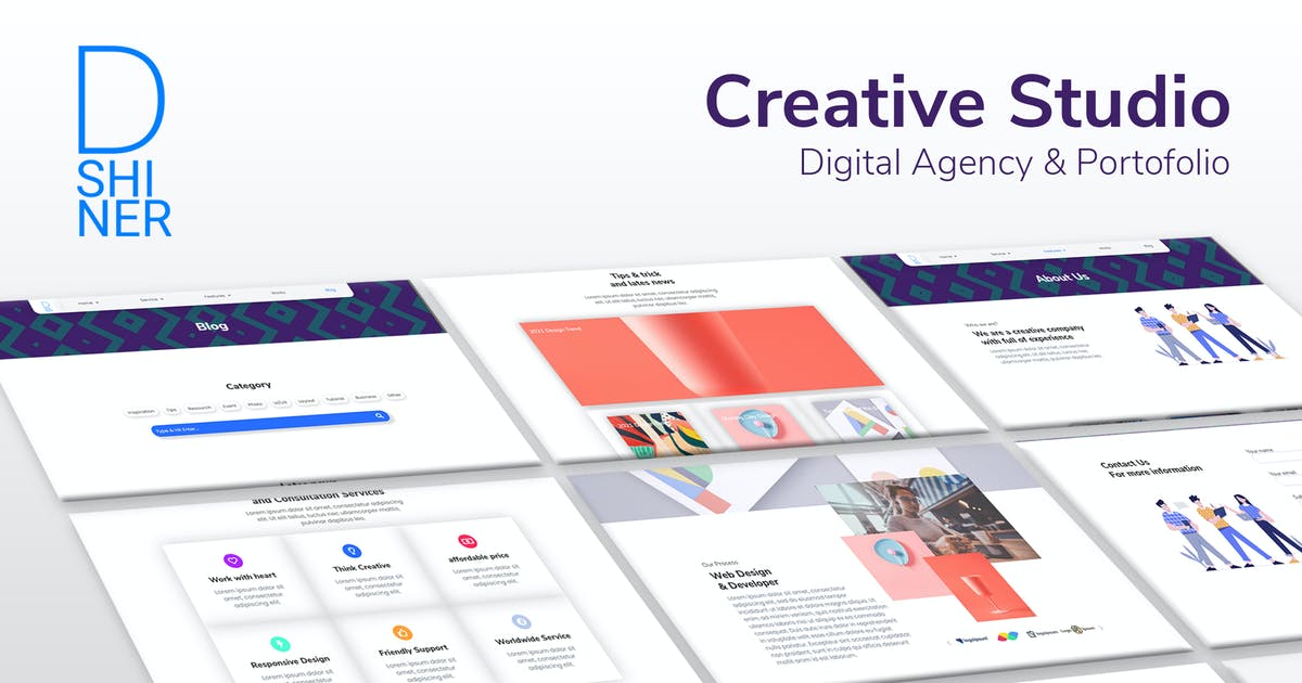 D’Shiner Creative Studio & Digital Agency Elementor Template Kit