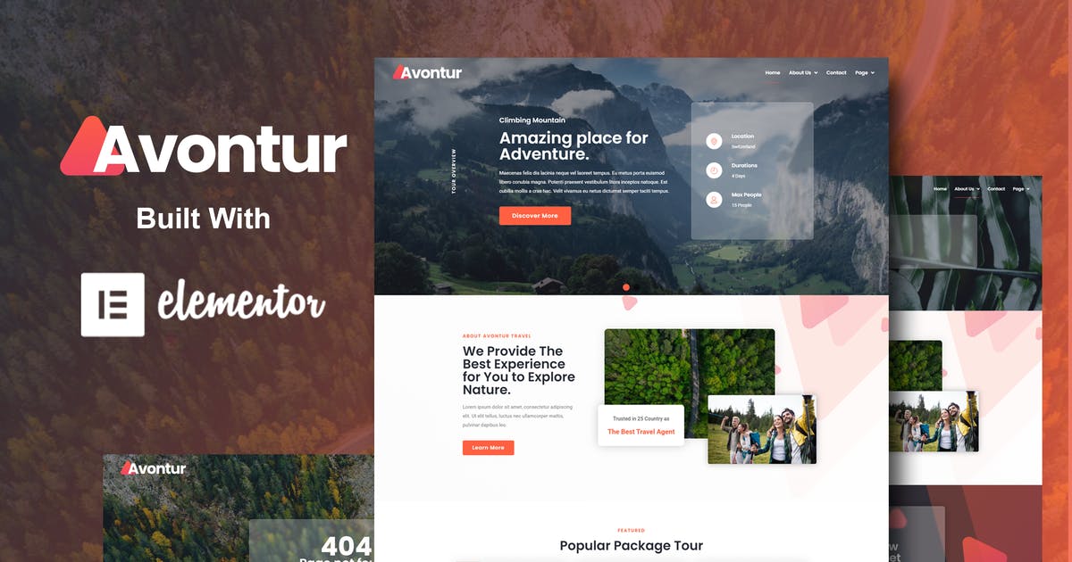 Avontur – Modern Tour & Travel Elementor Template Kit