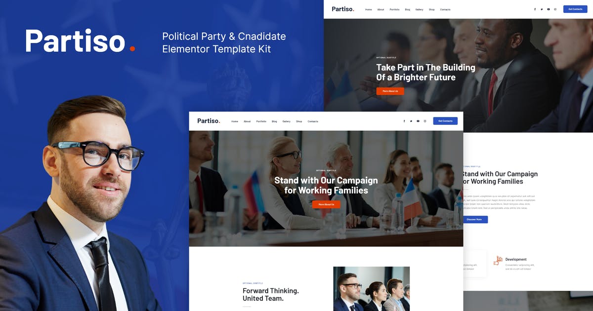 Partiso | Political Party & Candidate Elementor Template Kit