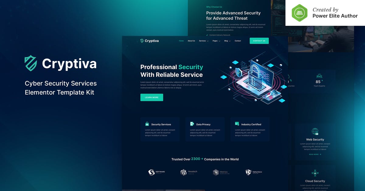 Cryptiva – Cyber Security Services Elementor Template Kit