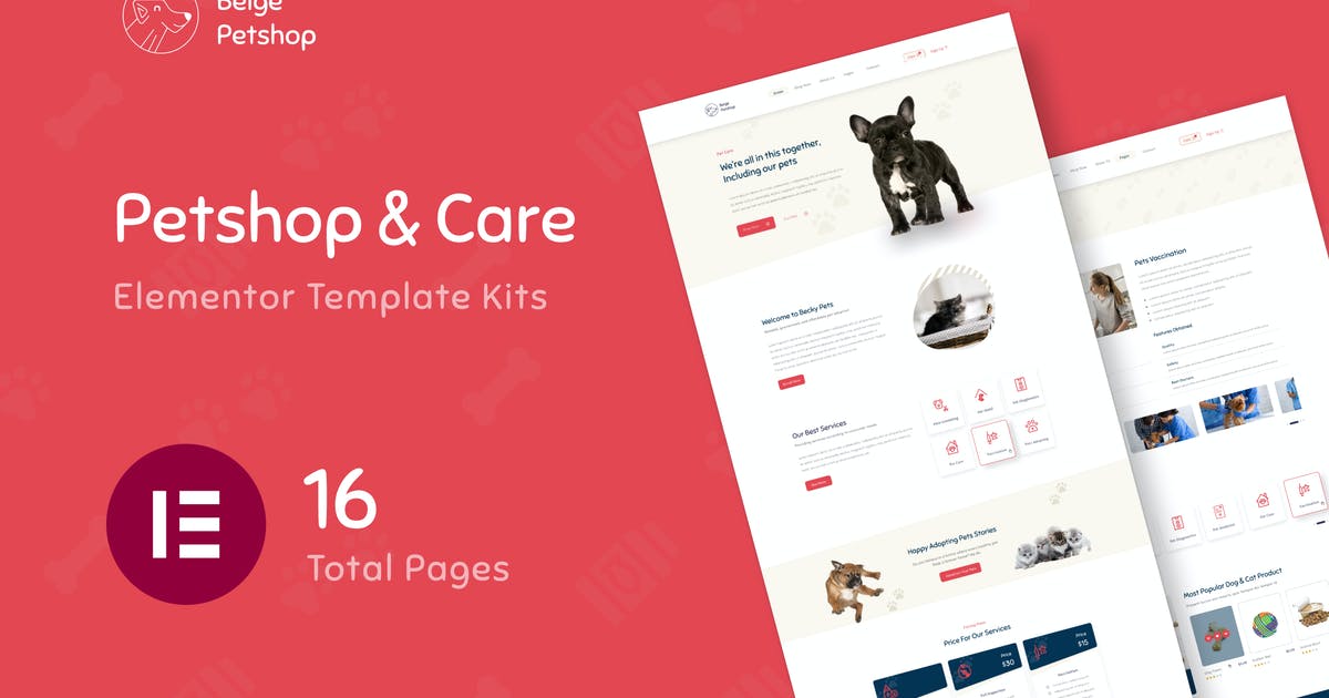 Beige – Pet Shop Woocommerce Elementor Template Kits