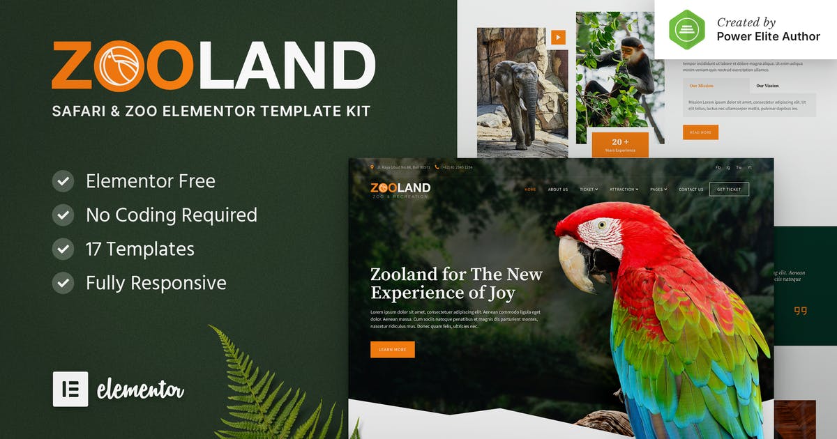 Zooland – Safari & Zoo Elementor Template Kit