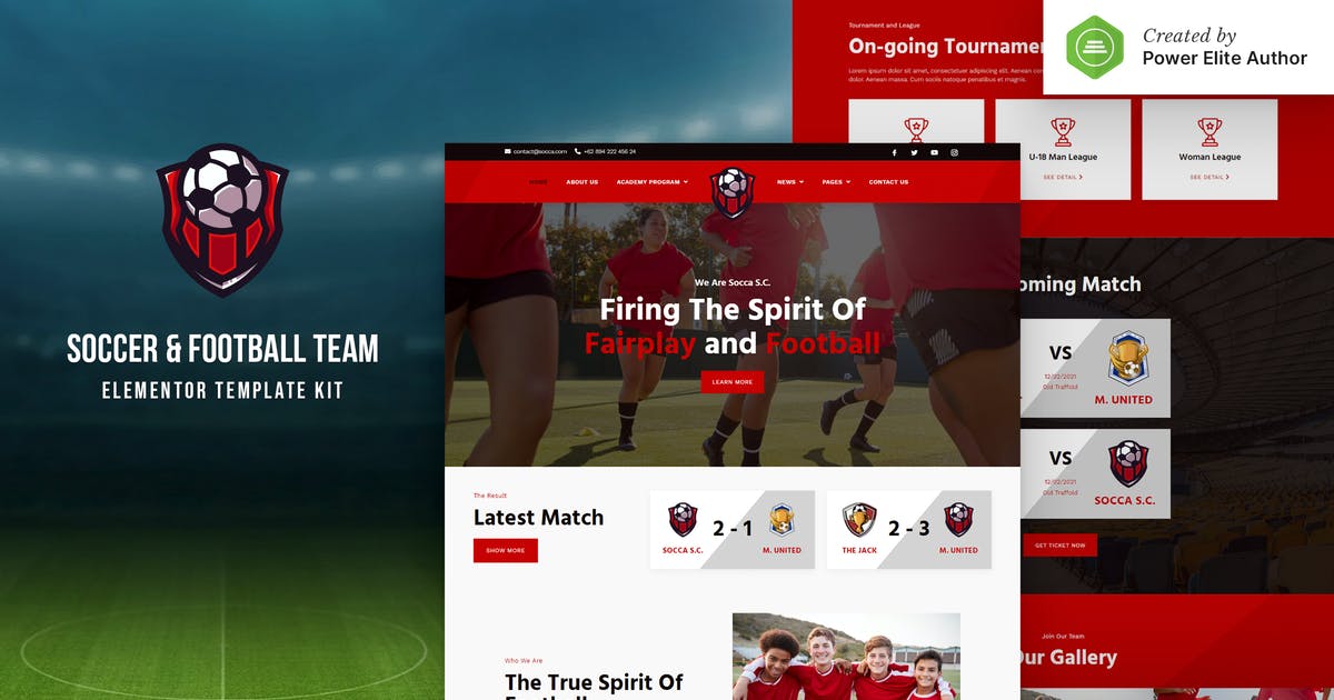 Socca – Football Team & Sports Club Elementor Template Kit