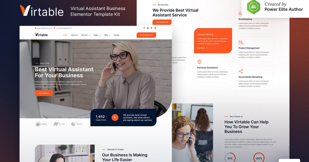 Virtable – Virtual Assistant Business Elementor Template Kit