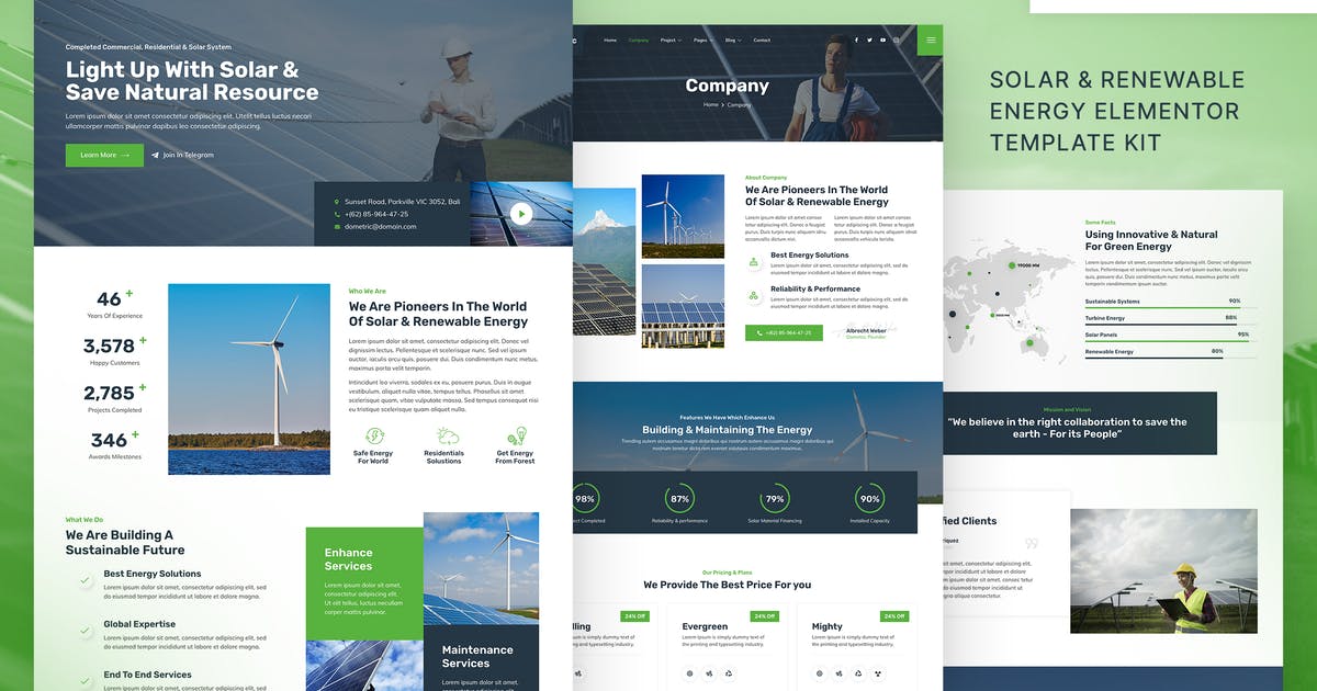 Dometric – Solar & Renewable Energy Elementor Template Kit