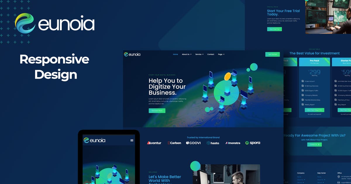 Eunoia – Tech Company Digital Service Elementor Template Kit