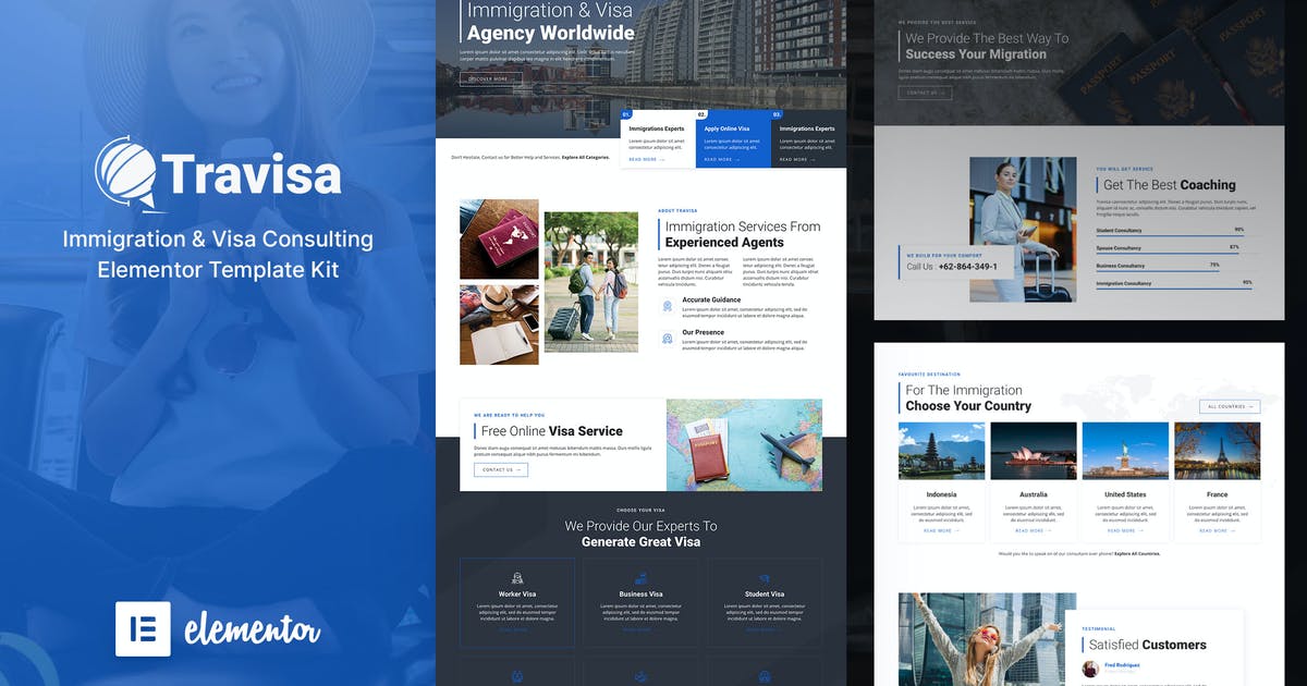 Travisa – Immigration & Visa Consulting Elementor Template Kit