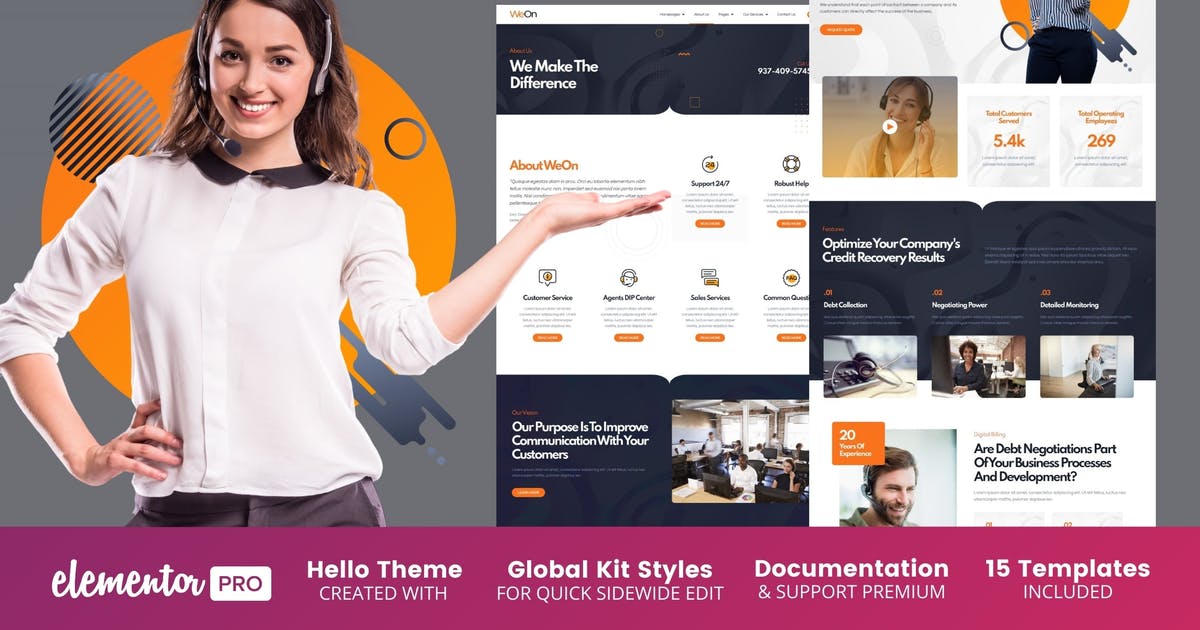 WeOn – Call Center & Telemarketing Elementor Template Kit