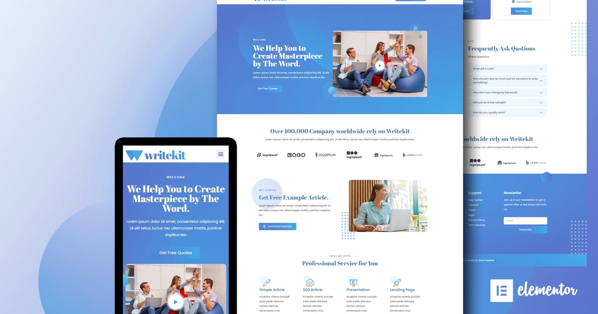 WriteKit – Content Writing Services Agency Elementor Template Kit