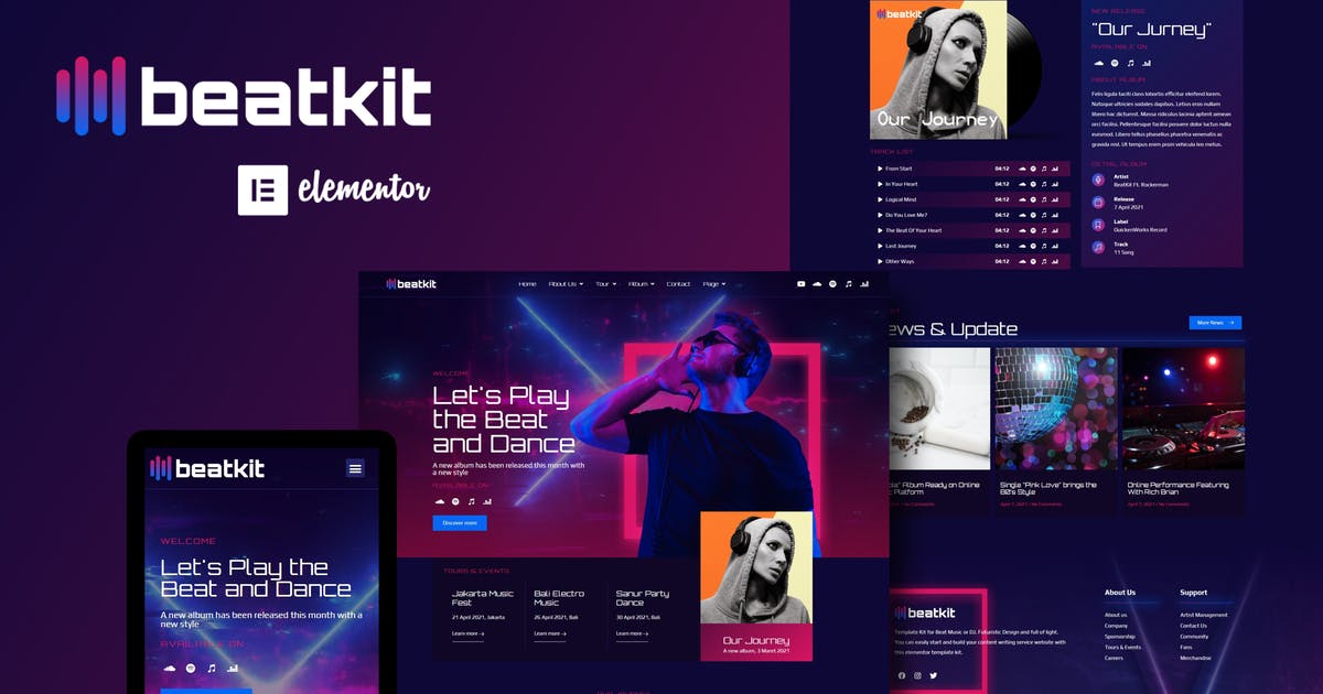 BeatKit – Music Events Elementor Template Kit