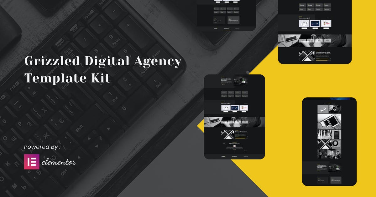 Grizzled – Digital Agency Dark Elementor Template Kit