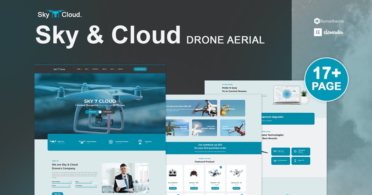 Sky&Cloud – Drone Aerial Photography & Videography Elementor Template Kit