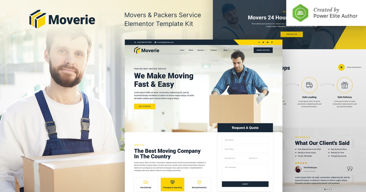 Moverie – Movers & Packers Service Elementor Template Kit