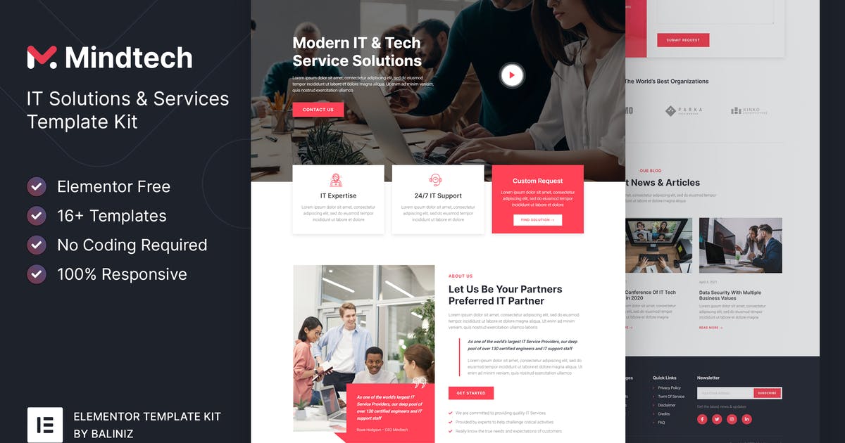 Mindtech – IT Solutions & Services Company Elementor Template Kit