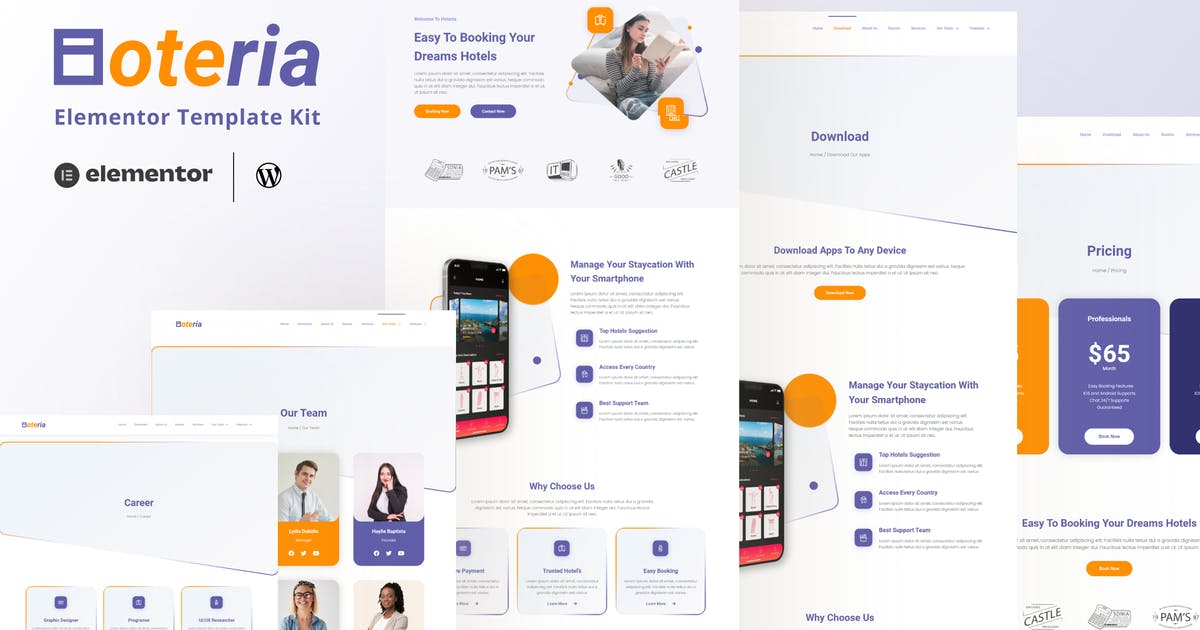Hoteria – Hotel Service Elementor Template Kit