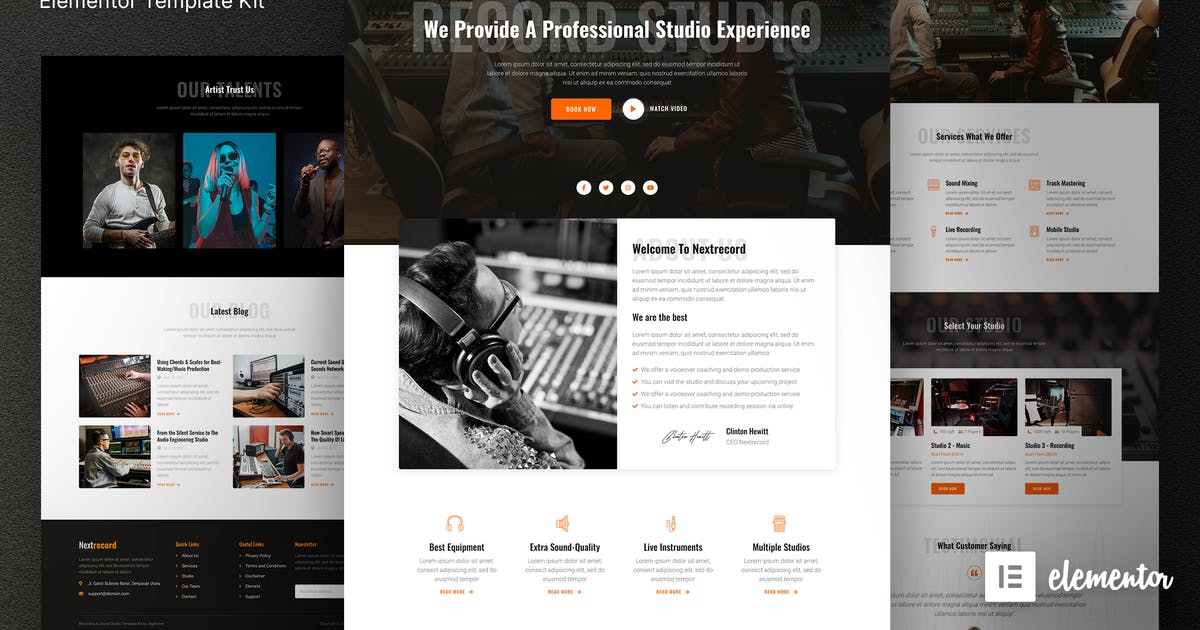 Nextrecord – Recording & Sound Studio Elementor Template Kit