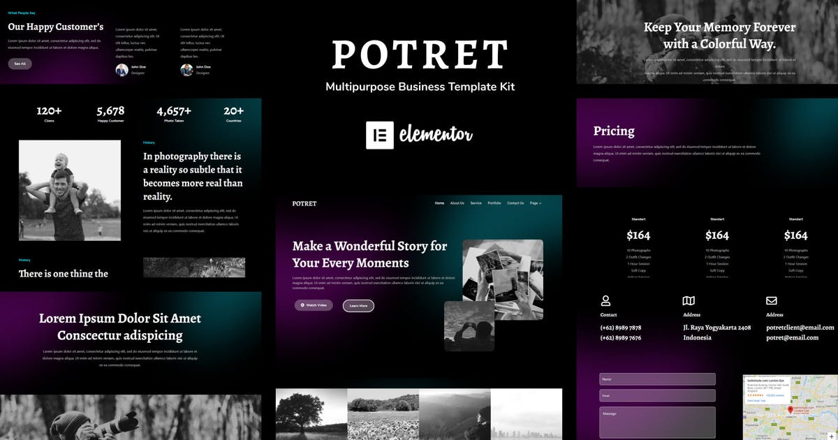 Potret – Photography Portfolio Elementor Template Kit