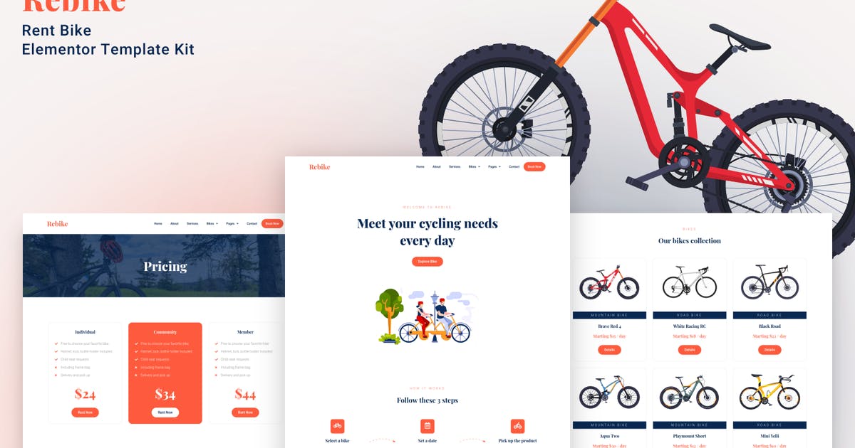 Rebike – Rent Bike Elementor Template Kit