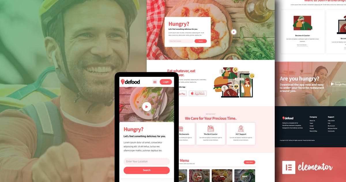 DeFood – Food Delivery Elementor Template Kit