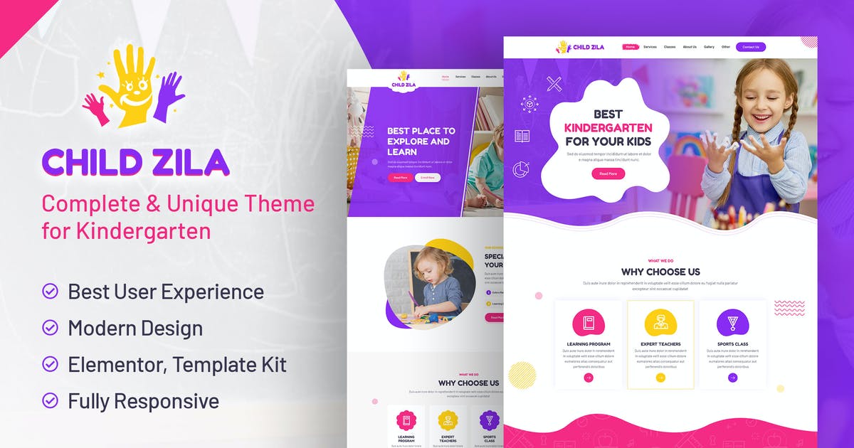 ChildZilla – Kindergarten & Childcare Elementor Template Kit