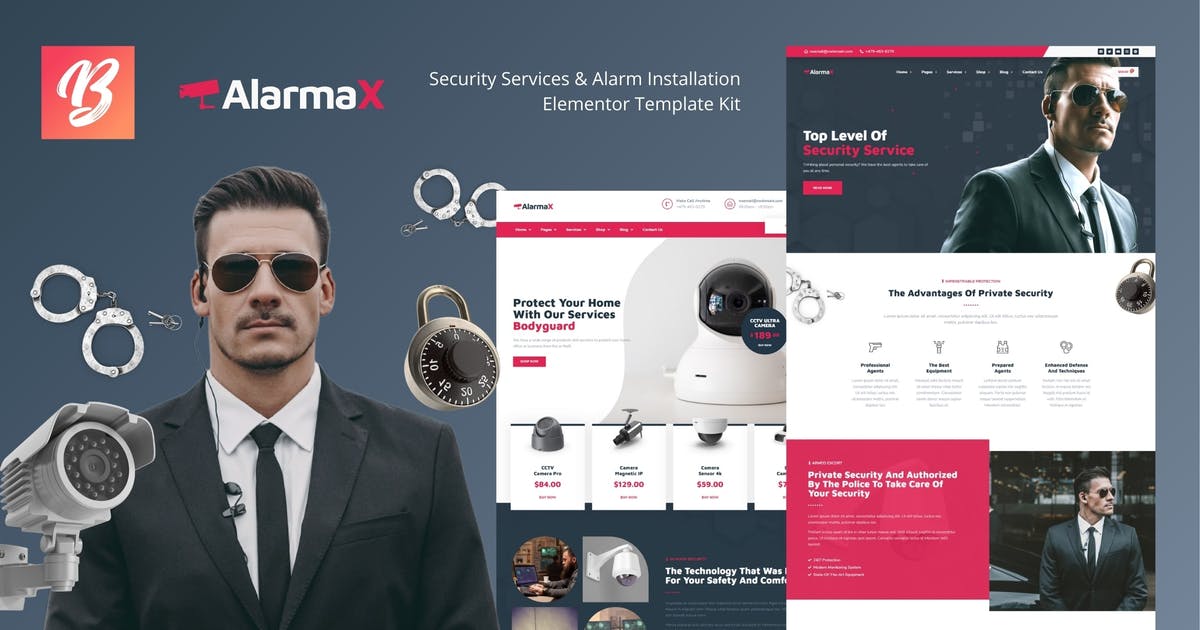 Alarmax – Security Services & Alarm Installation Elementor Template Kit
