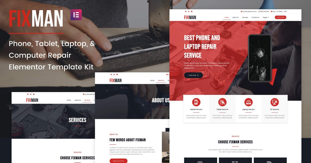 Fixman – Smartphone & Laptop PC Repair Elementor Kit
