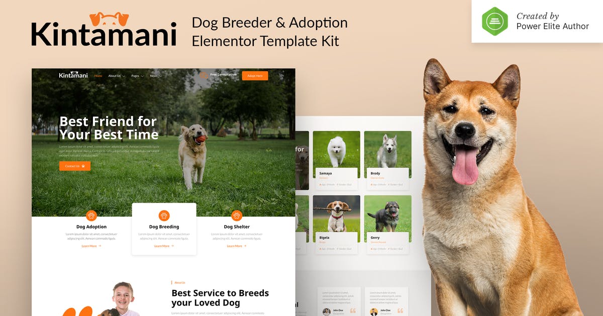 Kintamani – Dog Breeder & Adoption Elementor Template Kit