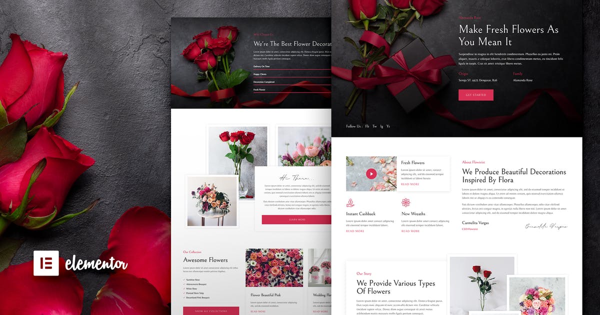 Flowtrist – Flower Boutique & Florist Elementor Template Kit