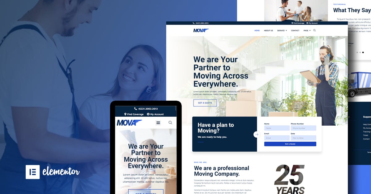 Mova – Moving Company Elementor Template Kit