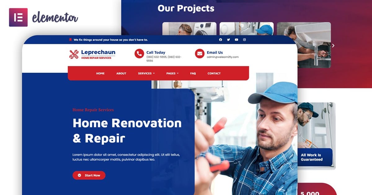 Leprechaun – Home Repair Elementor Template Kit