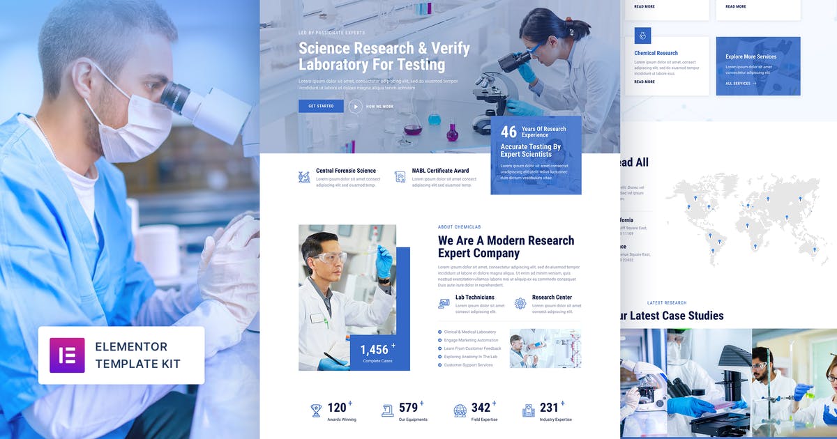 ChemicLab – Science Research & Laboratory Elementor Template Kit