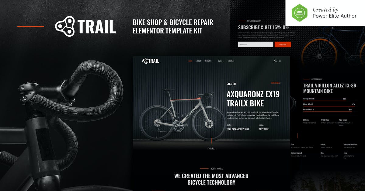 Trail – Bike Shop & Bicycle Repair Elementor Template Kit