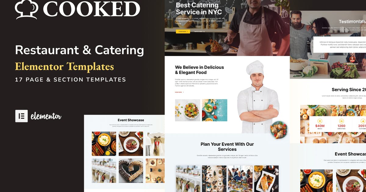 Cooked – Catering & Restaurant Website Elementor Template Kit