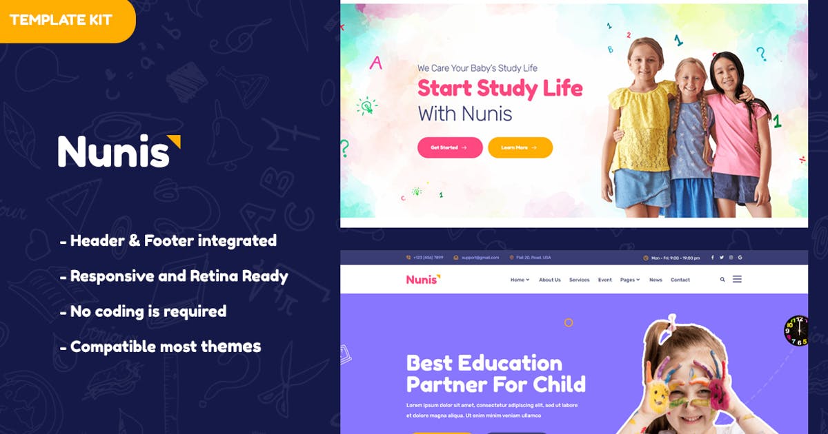 Nunis – Kindergarten Elementor Template Kit
