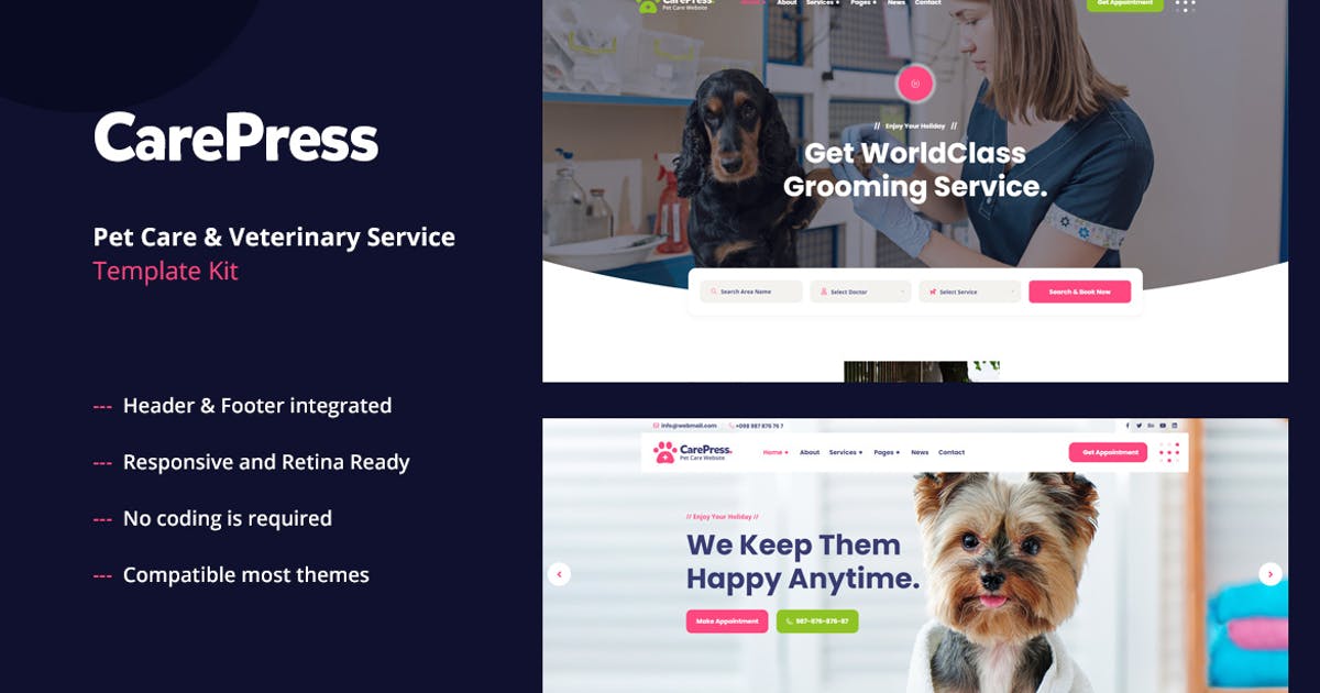 CarePress – Pet Care & Veterinary Elementor Template Kit