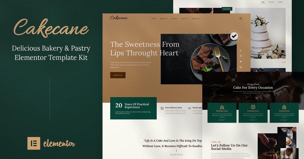 Cakecane – Cake & Pastry Elementor Template Kit