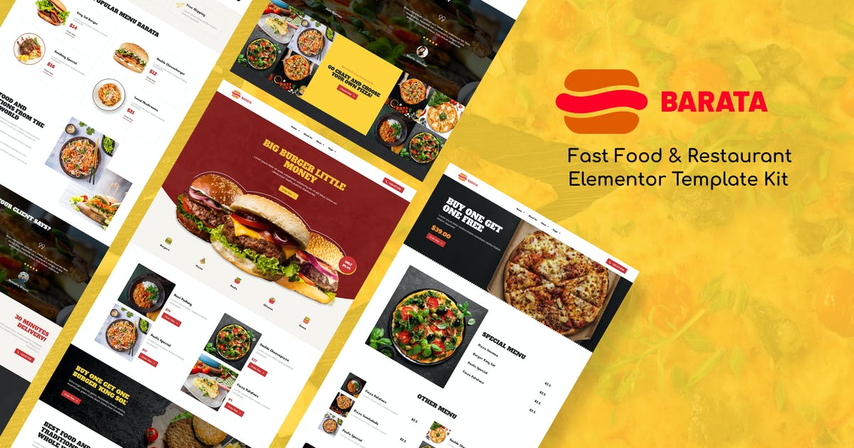 Barata – Fast Food & Burger Elementor Template Kit